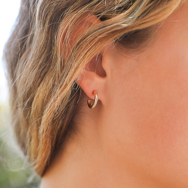 Gold Slim Hoop Stud Earrings